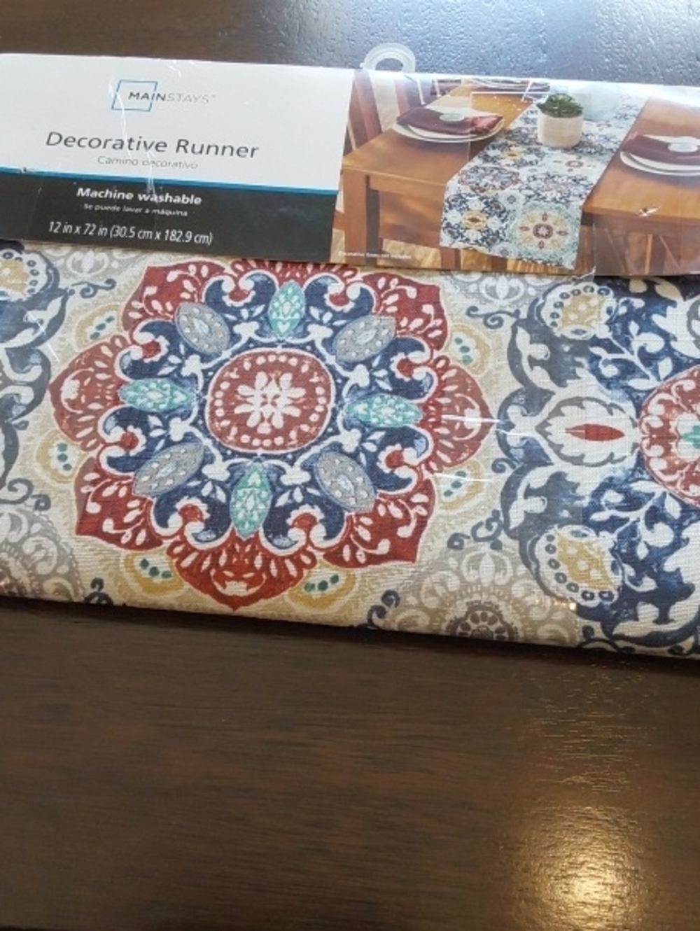 Mainstays Multicolor "Painted Tile" Decorative Table Runner